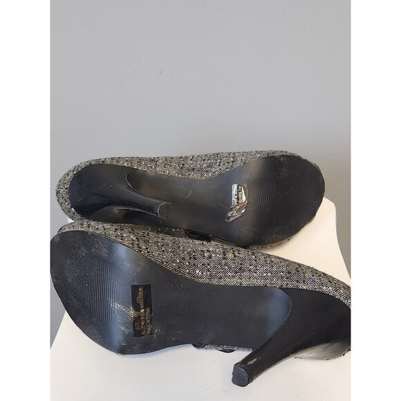 NWOT Qupid Tweed Black White Peep Toe & Side High Heels 11 - Picture 7 of 7